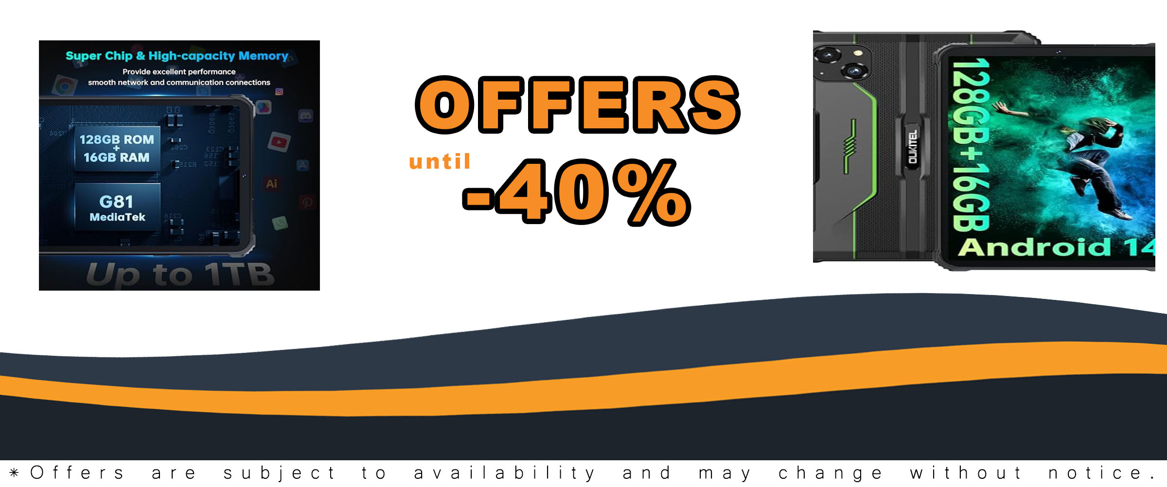 OUKITEL RT3 Pro Rugged Tablet with 16GB RAM and 128GB Storage, Waterproof Design, and 8-Inch Display