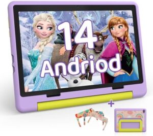 Kids Tablet with Protective Case in Pink, 10-inch Display, and Android 14