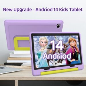 Kids Tablet with Protective Case in Pink, 10-inch Display, and Android 14