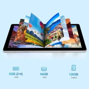 10-inch Android 12 Tablet with HD IPS Touch Screen, 6GB RAM, and 6000mAh Battery