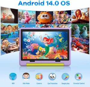 Kids Tablet 10 inch with Protective Case, Android 14, Dual Camera, and Parental Control  