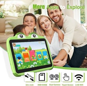 YINOCHE Kids Tablet for Kids, 10-inch Android tablet in green, designed for toddlers with parental controls and Netflix support