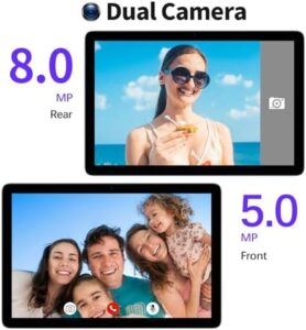 PRITOM TAB12 10 Inch Phone Tablet with Android 14, 5GHz WiFi, and Leather Case