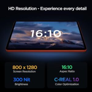 Android Tablet 10.1 inch with Octa-core Processor, 12GB RAM, and 128GB ROM in Orange Color