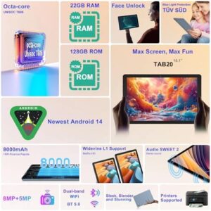 2025 Android 14 Tablet in Metal Grey with Keyboard, Mouse, and Case