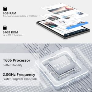 Android 14 Tablet 10.1 inch 2024 with keyboard and mouse, offering high performance, dual camera, and fast charging.