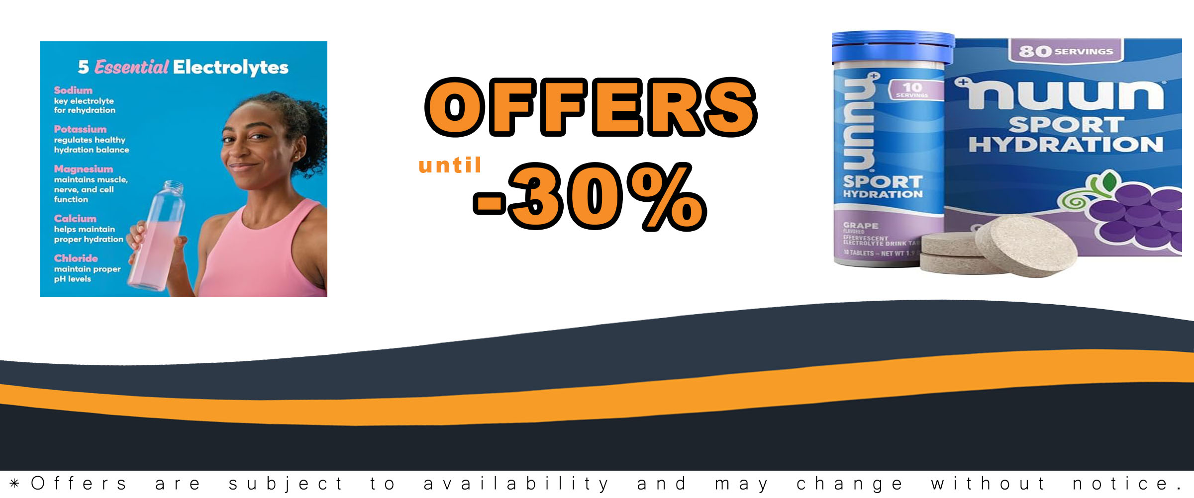 Nuun Sport Electrolyte Tablets dissolving in water with grape flavor, offering hydration with 5 essential electrolytes and only 1g of sugar.