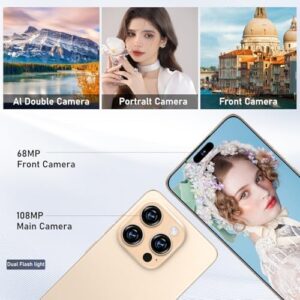 I16 PROMAX Unlocked Phone with 6.99" HD Screen, 8GB RAM, and 108MP Camera in Gold