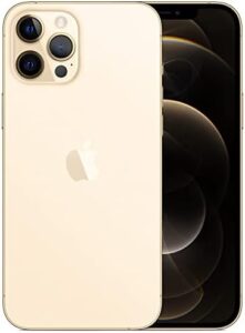 Apple iPhone 12 Pro, 128GB, Gold - Fully Unlocked (Renewed) in hand, showcasing the sleek design and display