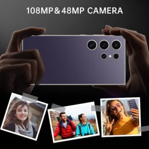 C24 Ultra Unlocked Cell Phone - Violet with 6.8" HD Screen, 108MP Camera, and Built-in Pen  