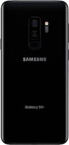 SAMSUNG Galaxy S9+ 64GB Smartphone - Midnight Black in front view with screen on