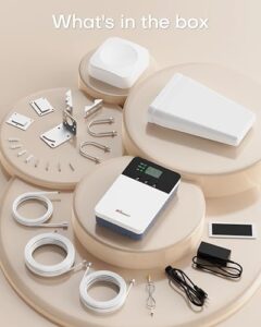 Cell phone booster for home office, 8000 sq ft coverage, dual indoor antennas, compatible with all US carriers