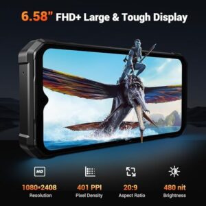 FOSSIBOT F106 Pro Rugged Smartphone with 12000mAh battery, 48MP+20MP+16MP camera, and IP68/IP69K waterproofing