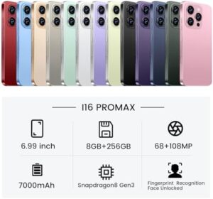 MMY I16 ProMAX Unlocked Cell Phone with 6.99" HD Screen and 7000mAh Battery