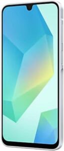 Samsung Galaxy A16 5G in gray showing the 6.7" screen and triple camera setup