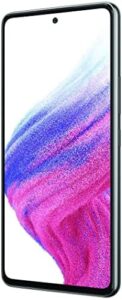 Samsung Galaxy A53 (5G) 128GB Unlocked in Black color, showcasing its sleek design and vibrant display.