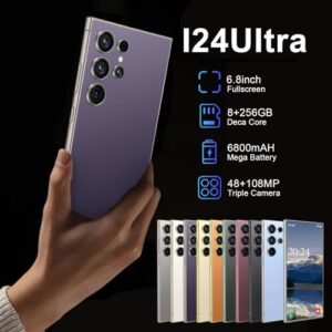 I24 Ultra Phone in Purple with 48+108MP Camera, Built-in Pen, and 6.8" HD Screen
