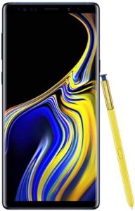 Samsung Galaxy Note 9 in Ocean Blue with 512GB storage, front view