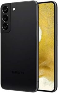 Samsung Galaxy S22 5G with a 50MP camera, 6.2" AMOLED display, and 5G connectivity, available in Phantom Black.