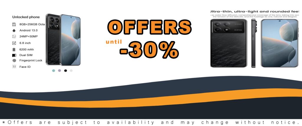 K70 Unlocked 5G Phone 2025 with 8GB RAM, 256GB storage, 24MP+50MP cameras, and 6.8" HD screen