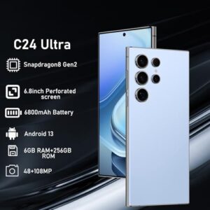 Ultra 5G Unlocked Cell 6+256GB Smartphone in blue color with a large screen and 5G connectivity