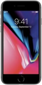 Apple iPhone 8 64GB Unlocked - Gray on a white background, showing its sleek design and touchscreen display