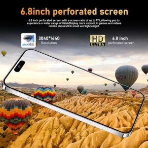 I15 Pro MAX Unlocked Phone with 6800mAh battery, 6.82" HD screen, and 5G connectivity