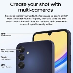 Samsung Galaxy A15 5G AT&T 128GB - 6.5" AMOLED Display, 50MP Camera, Blue Black