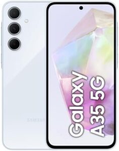 Samsung Galaxy A35 5G in Awesome Ice Blue front view