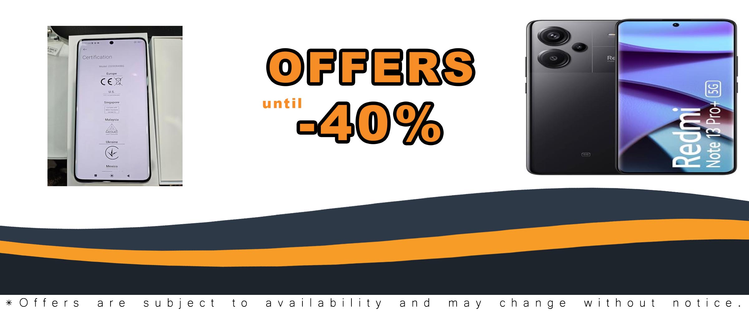 Xiaomi Redmi Note 13 Pro+ Plus 5G smartphone with a 200MP Triple Camera, 256GB storage, and sleek Midnight Black design  