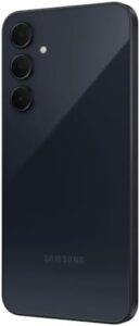 Samsung Galaxy A35 5G smartphone with 120Hz AMOLED display, 50MP triple camera, and 256GB SD card in Awesome Navy color.