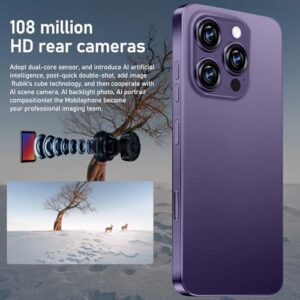 I16 PROMAX Unlocked Phone with 6.99-inch HD AMOLED screen, 7000mAh battery, and advanced features in Deep Purple