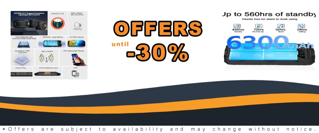 DOOGEE S41T Rugged Unlocked Smartphone with Android 14, 6300mAh Battery, IP68 Waterproof, and 13MP Camera