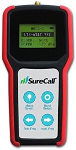 SureCall Five-Band RF Signal Meter displaying accurate signal strength for optimal booster installation.