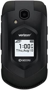 Kyocera DuraXV LTE E4610 Non-Camera Verizon Wireless Rugged Waterproof Flip Phone (Renewed) on a table with clear focus on the device