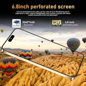 Huness I15 Pro MAX Smartphone with 6.8-inch HD screen, 6800mAh battery, and dual SIM feature