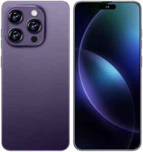 I16 ProMax Smartphone Unlocked 5G Cell Phone, 6.99” HD Screen, 7000mAh, 68+108MP Zoom Camera, Dark Purple
