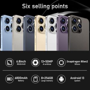 Unlocked Cell Phones A14 Pro Max Android 13 Smartphone with Large 6.8" Display and Dual SIM
