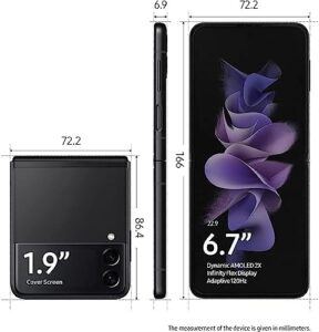 Samsung Galaxy Z Flip3 5G foldable smartphone in Phantom Black with AMOLED display and fast wireless charger bundle