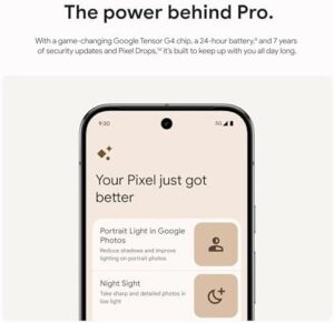 Google Pixel 9 Pro XL 5G with 50MP camera, 6.8-inch OLED display, and Tensor G4 processor