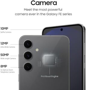 Samsung Galaxy S24 FE 5G Graphite smartphone with a 6.7" AMOLED 2X display, 10-core processor, and 5G connectivity