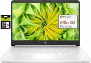 HP 14 Premium HD Portable Laptop with Intel Celeron, 16GB RAM, and Office 365