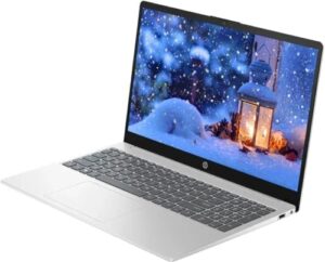 HP 15.6" Touchscreen Business & Student Laptop with Silver Finish and PLUSERA Earphones
