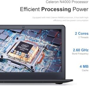 Windows Laptop with Intel Celeron N4000, 8GB RAM, 256GB SSD, and 11.6-inch HD display
