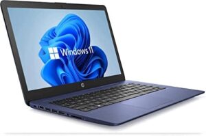HP 14" HD Laptop, 14-inch screen, Windows 11, Intel Celeron, 4GB RAM, 64GB SSD, Dale Blue, renewed model  