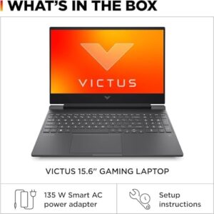HP Victus 15.6" Gaming Laptop with Intel Core i5 and NVIDIA GeForce RTX 3050, featuring a Full HD display and backlit keyboard