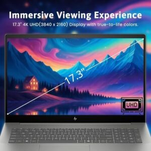 HP Envy Ultra 7 RTX 3050 Laptop, featuring a 17.3" UHD Display, Intel Core Ultra 7, NVIDIA RTX 3050 Graphics, 64GB RAM, and 2TB SSD.